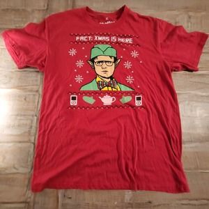 The Office Dwight Tshirt Men's size M Red Christmas Tree Elf Christmas Holiday